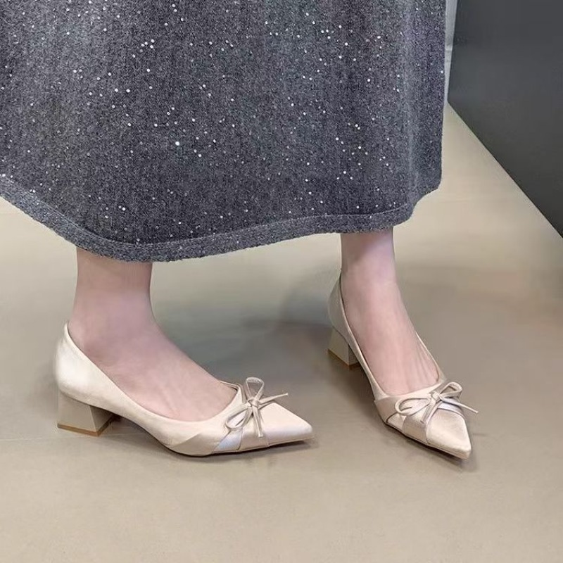 Shoes Women Pumps - Retro Mid-length Single Shoes Spring and