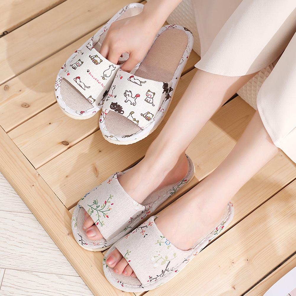 Mule Slip On - Women Flax Slippers Home Slippers Linen
