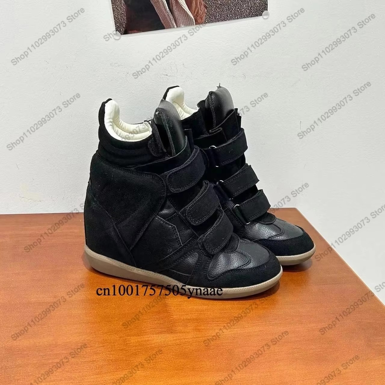 Women Shoes Sale - Women Hidden Wedge Heel High‑Top Sneakers