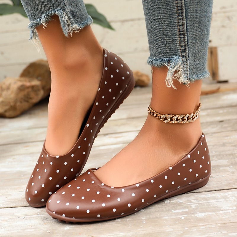 Ladies White Polka Dot Flats R - Women'S Shoes Round Toe recension och pris