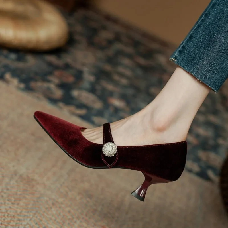 Wine Red Pointed Toe Mary Jane - Shoes Women Pumps recension och pris