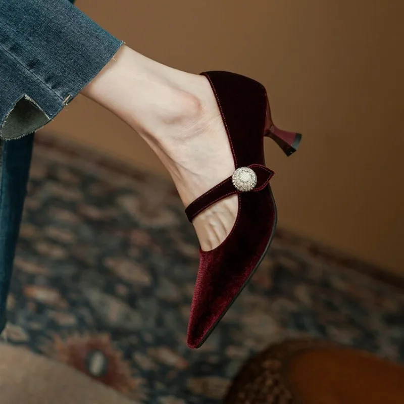 Wine Red Pointed Toe Mary Jane - Shoes Women Pumps recension och pris