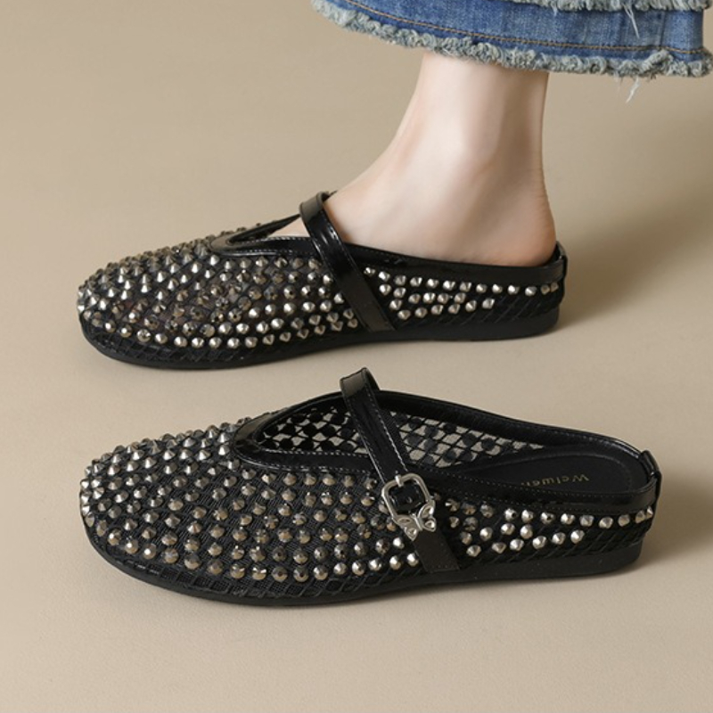 Mesh Rhinestone Brand Slippers - Mule Slip On recension och pris