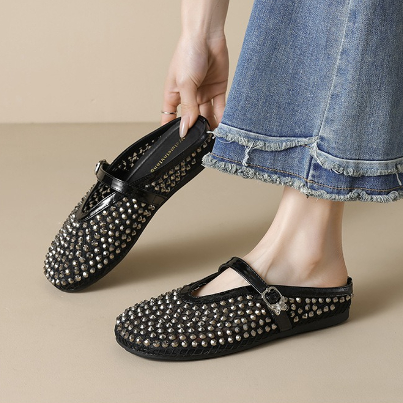 Mesh Rhinestone Brand Slippers - Mule Slip On recension och pris