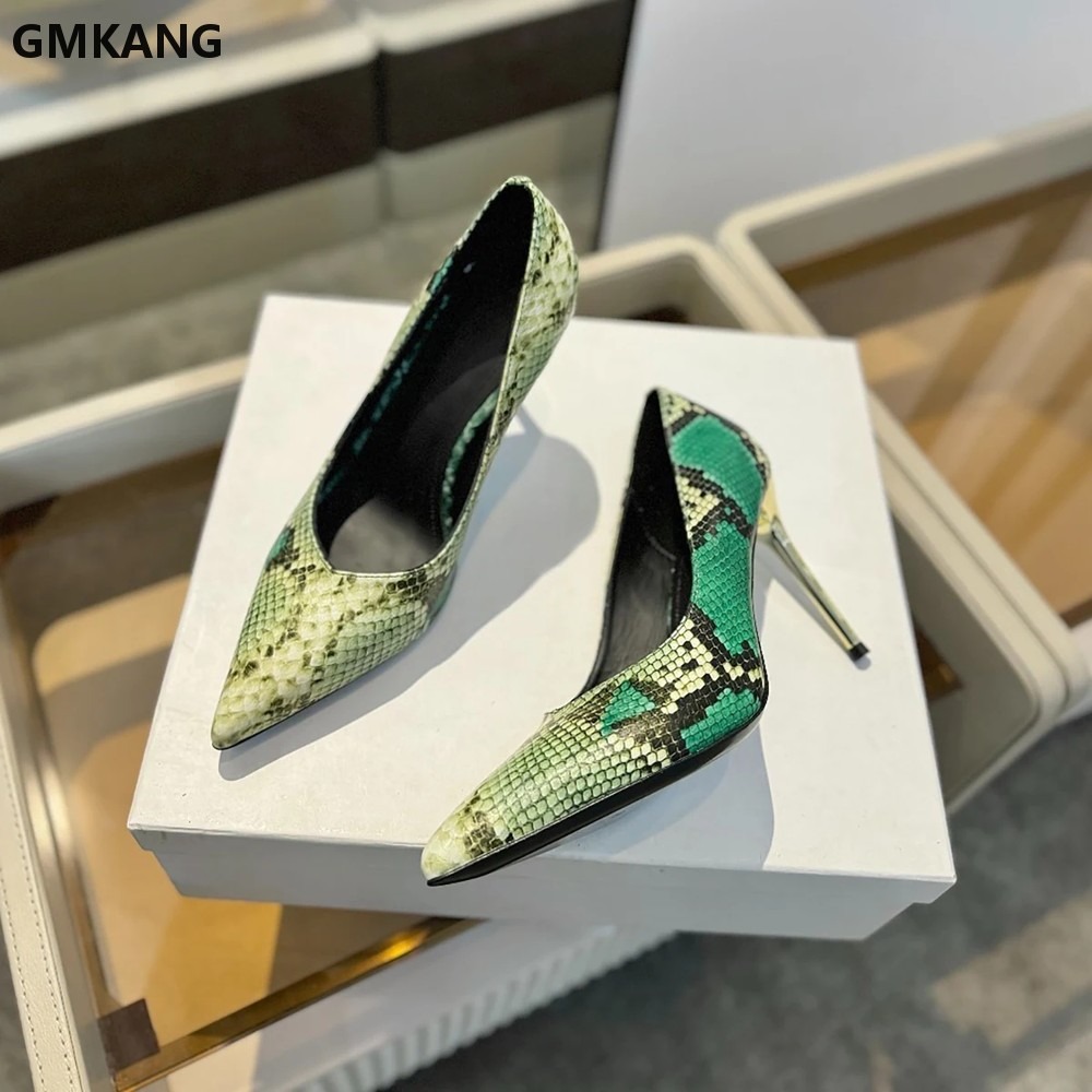 Women Snake Print Pointed Toe  - Court Heel Pointed recension och pris