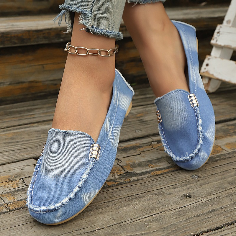 Fashion Light Blue Denim Mocca - Women'S Shoes Round Toe recension och pris