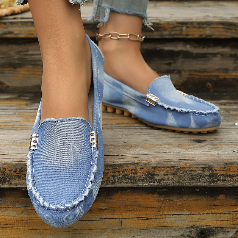 Fashion Light Blue Denim Mocca - Women'S Shoes Round Toe recension och pris