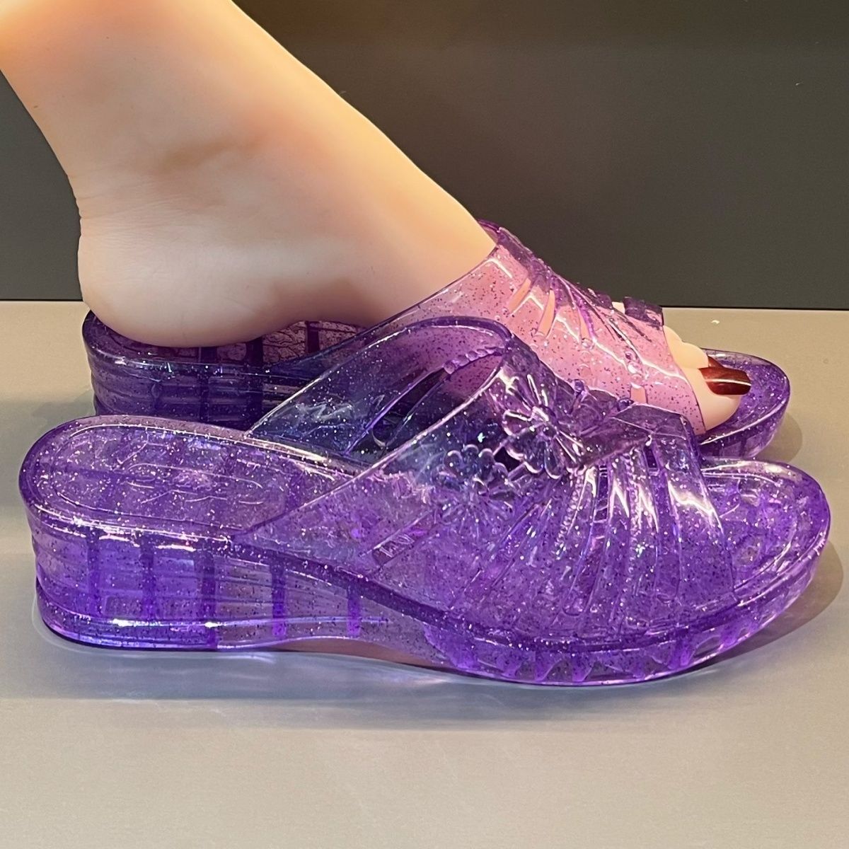 WFashion Purple Glitter Jelly  - Women Shoes Wedges recension och pris