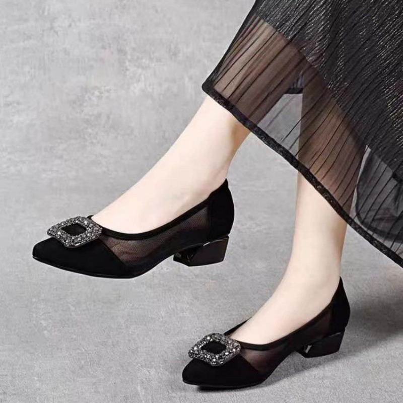 Elegant Pointed Toe Mesh Block - Shoes Women Pumps recension och pris
